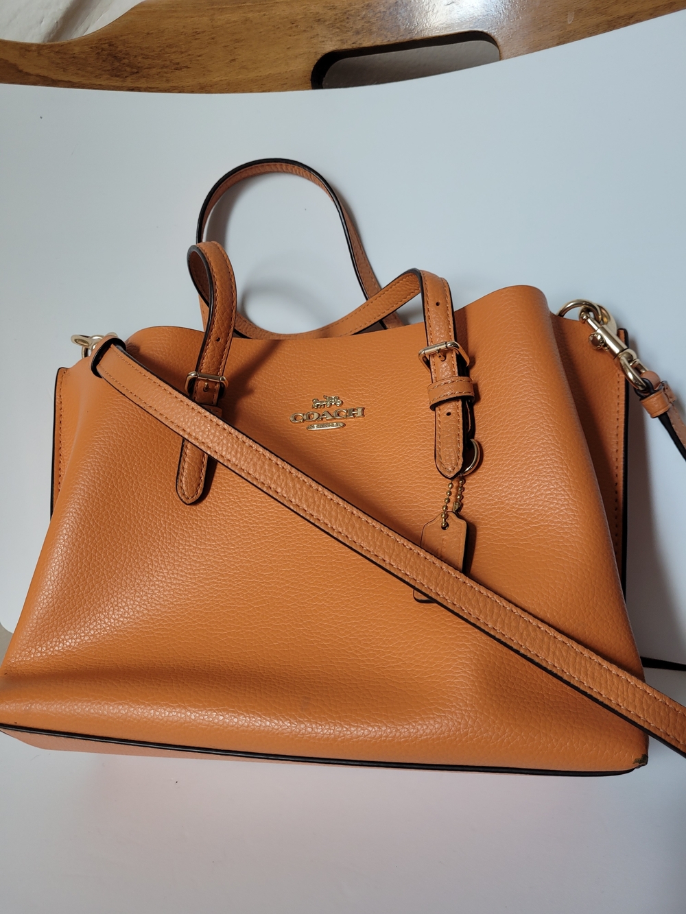 Coach Pebbled Leather Satchel in Saddle Orange